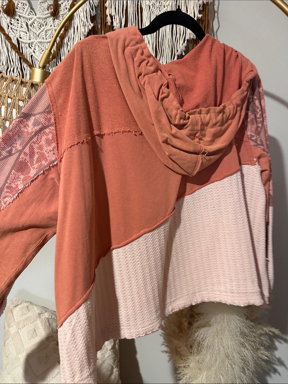 POL Coral & Blush Patchwork Peace Hoodie - Picture 5 of 5